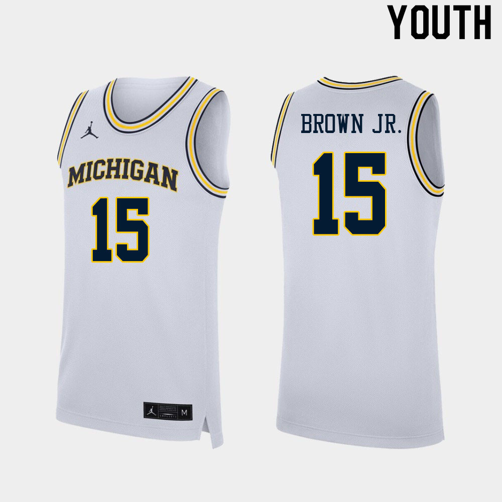 Youth #15 Chaundee Brown Jr. Michigan Wolverines College Basketball Jerseys Sale-White